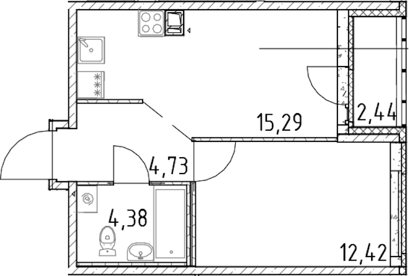 1-комнатная квартира 36.82 м², 10/17 эт., ЖК «Город Первых»
